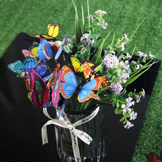 50-10Pcs Simulation Butterfly Colorful Butterfly Stakes Home Garden Yard Plant Flower Pot Multi-purpose Butterfly Decoration 5