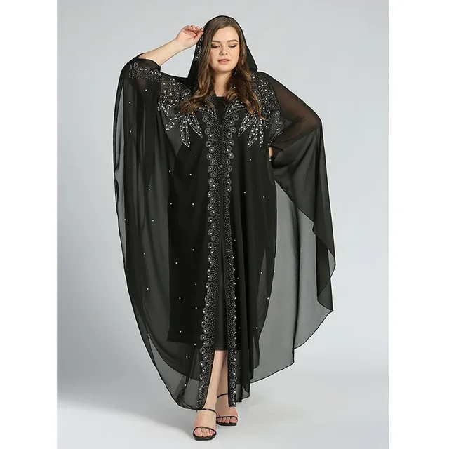 Abaya marocain caftan dubaï robe Maxi à capuche manches chauve-souris Farasha caftan femmes musulmanes africain ouvert Kimono Boubou robes de soirée