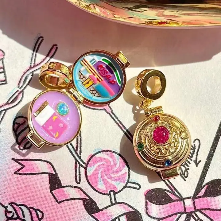 925 Sterling Silver Anime Sailor Moon Polly Pocket Charm Bead Per Pandora Bracciale Gioielli Europei Sailor Fans Collection Gift