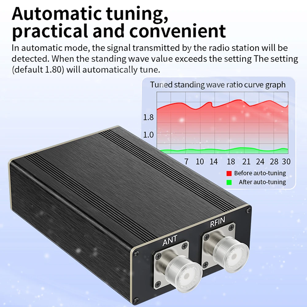 ATU-100Pro 자동 범용 안테나 튜너 120W 1.8-55MHz 0.96인치 OLED 디스플레이(금속 쉘, 충전식 배터리 포함)