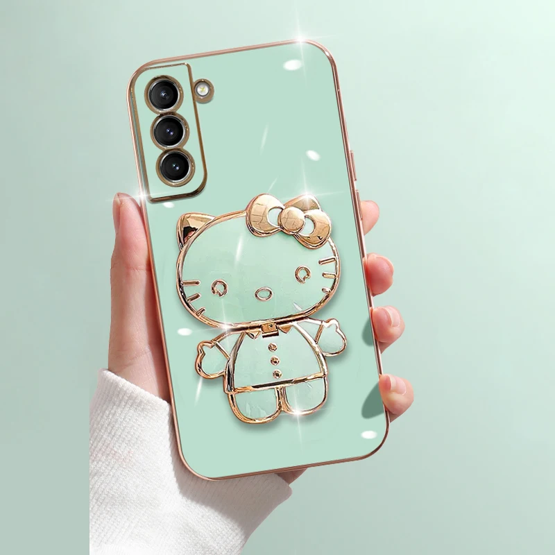 thumbnail image 1 of Funda de Hello Kitty chapada de lujo para Samsung Galaxy, S23, S22 Ultra, S21, S20 FE, S10, S9, S8, Note 20, 9, 8 Plus, 10 Lite, Mirror Rack Cover, 1 of 5