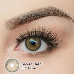 Yearly Green Iris Colored Contact Lenses - Natural Pupil Enhancing Circle Lens for Eye Beauty, Fast Shipping (Breeze Hazel)