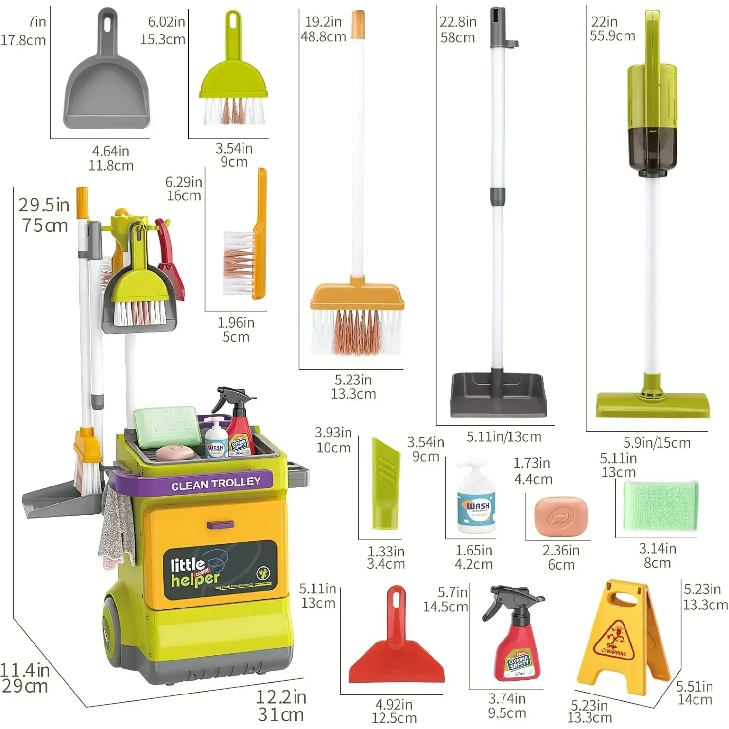 Children's Cleaning Set Pretend Play Kids Simulated Life Cleaning Toys and Sanitation Simulation Broom Vacuum Cleaner Tool Toy