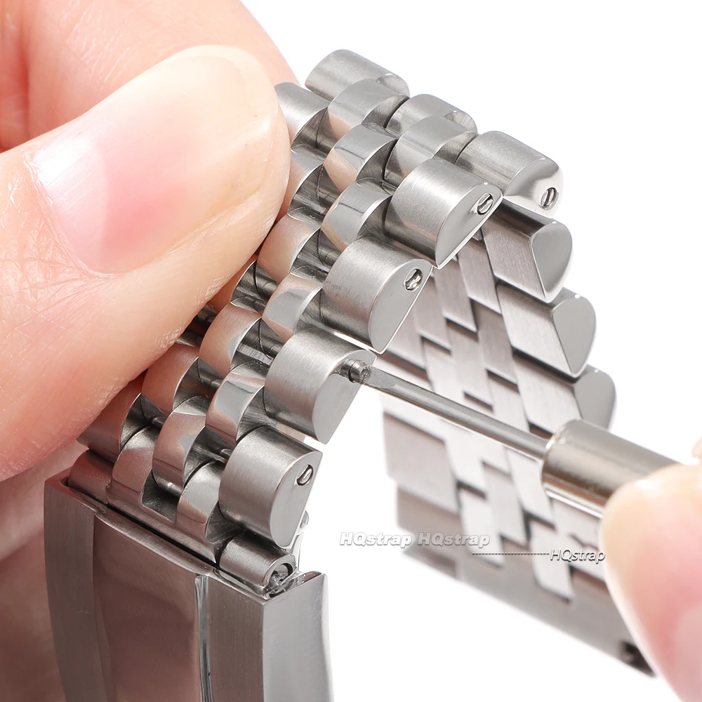 Luxury Stainless Steel Watch Strap with Flat Curved End Bracelet Design