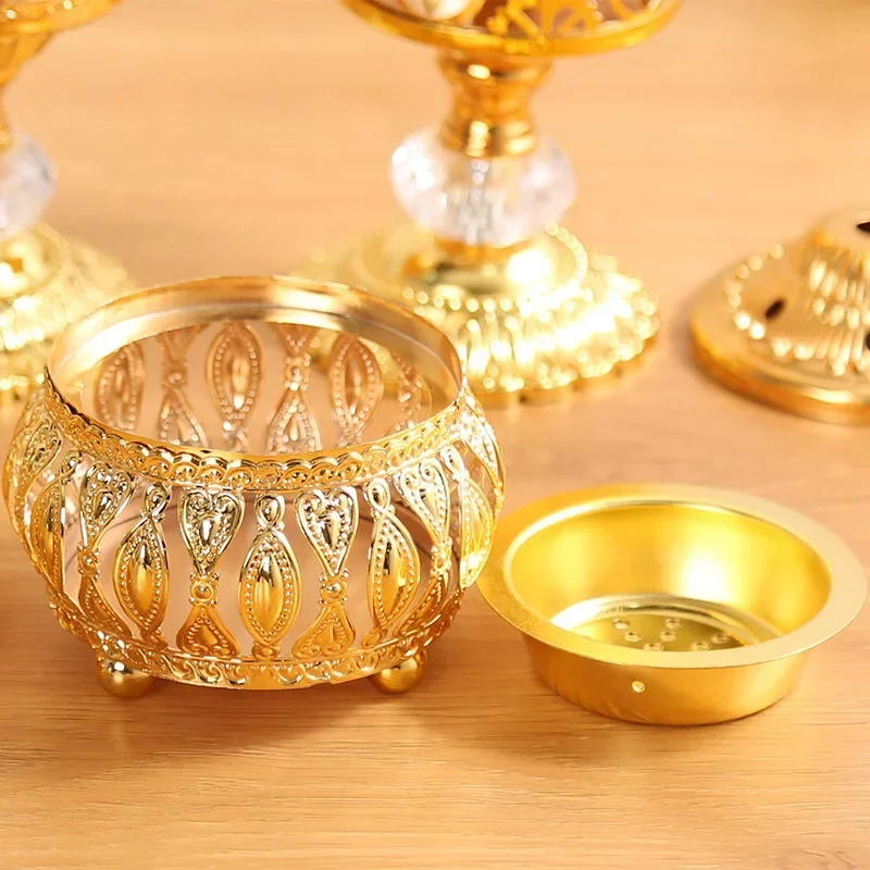 Creative Hollow tower incense burner Arabic style Incense Burner For Home Hotel Decoration Golden Metal bakhoor Incense Holder