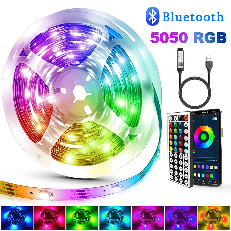 DC5V RGB LED Strip Light 1/2/3/4/5M USB APP Bluetooth IR Remote Control Flexible Lamp Tape For TV Background Kitchen Home Decor 1pc stainless steel sewer drain pipe flexible wash basin sink plumbing for home kitchen bathroom downcomer facility accessories