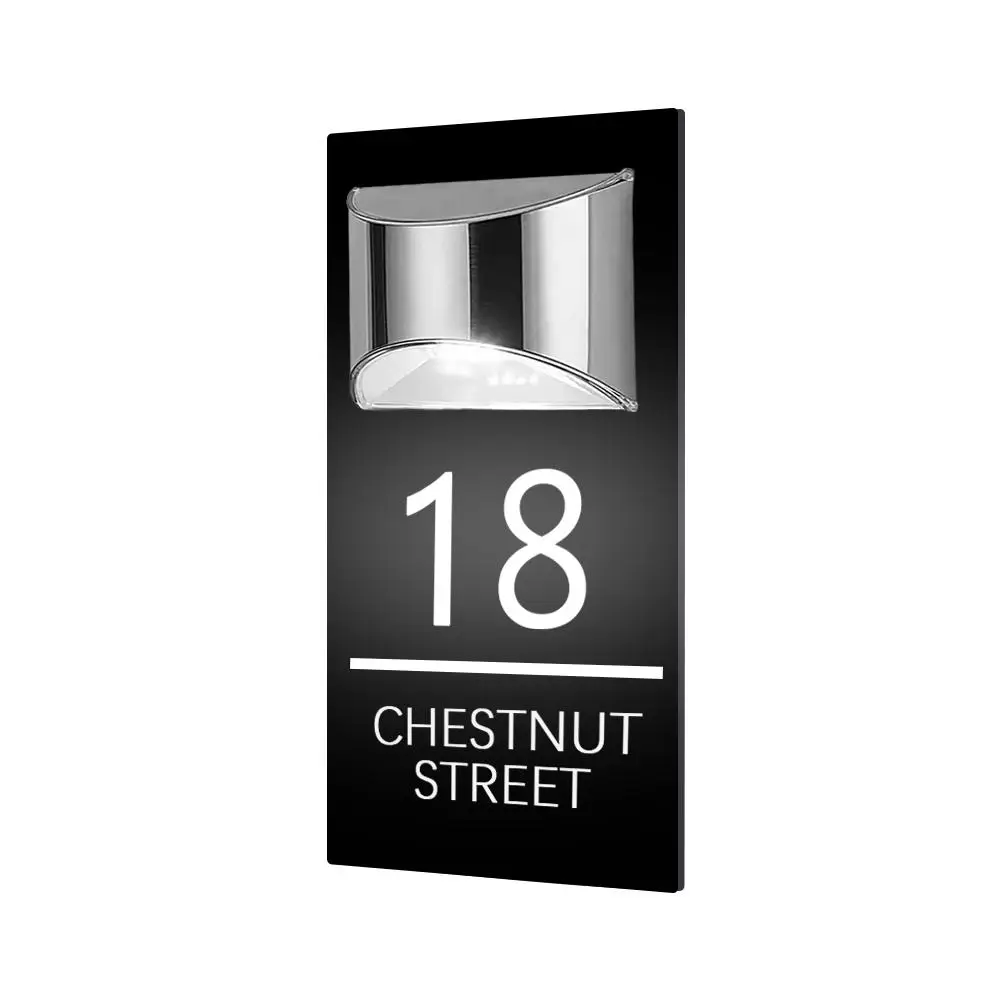 Personalized Solar House Sign Acrylic Plaque Led Customized Outdoor Name Plaque Number House Address Street Solar Sign