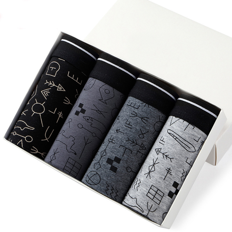 4pcs Men's Panties Sexy Shorts Cotton Underwear Male Breathable Boxers Solid Boxershorts Brand Underpants