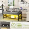 Coffee Table, Lift Top Coffee Table with LED light and Power Outlet, Modern Lift-Top Table with Storage Shelf, Metal Frame 5