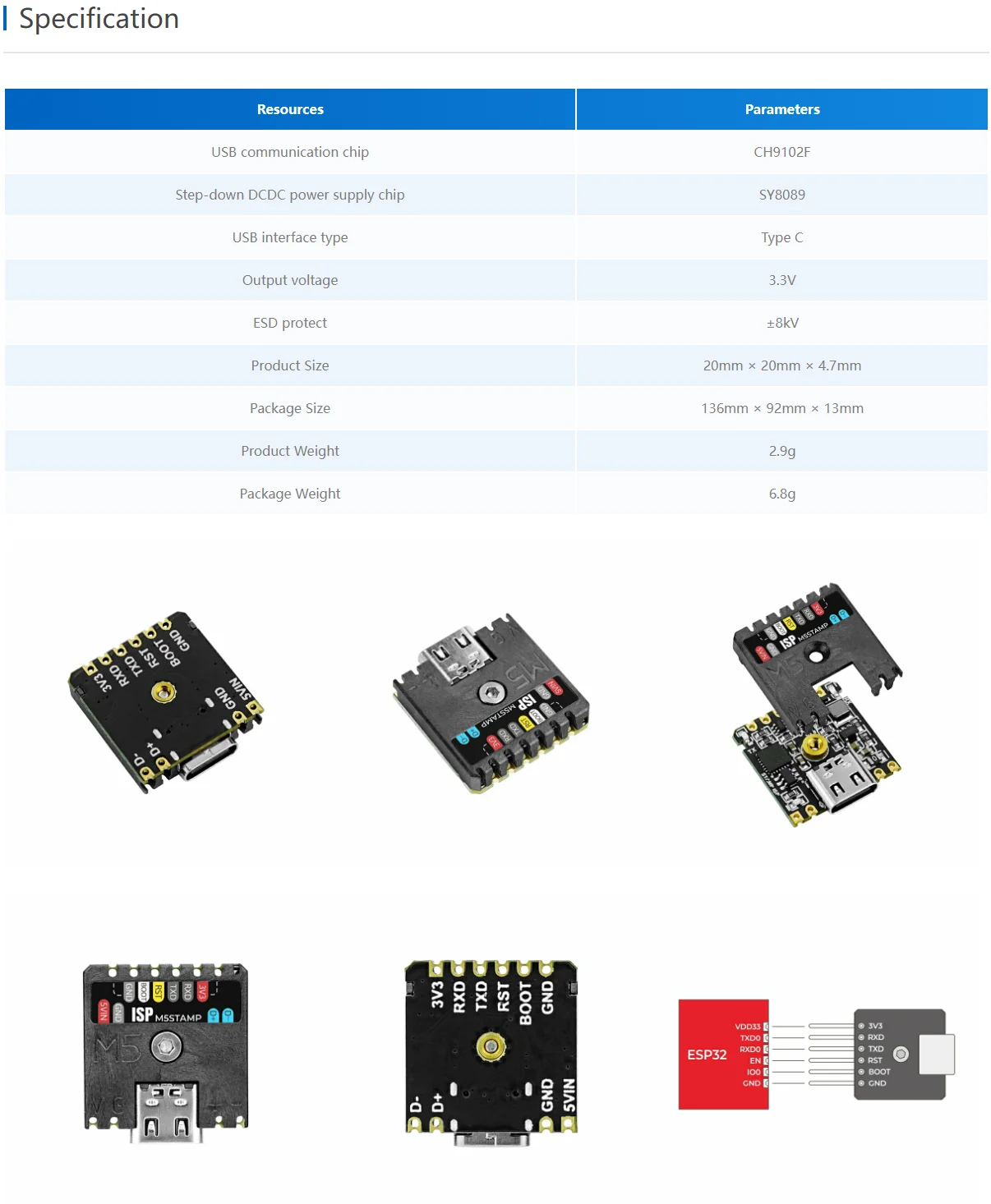 Official M5Stamp ISP Serial Programmer Module (CH9102)