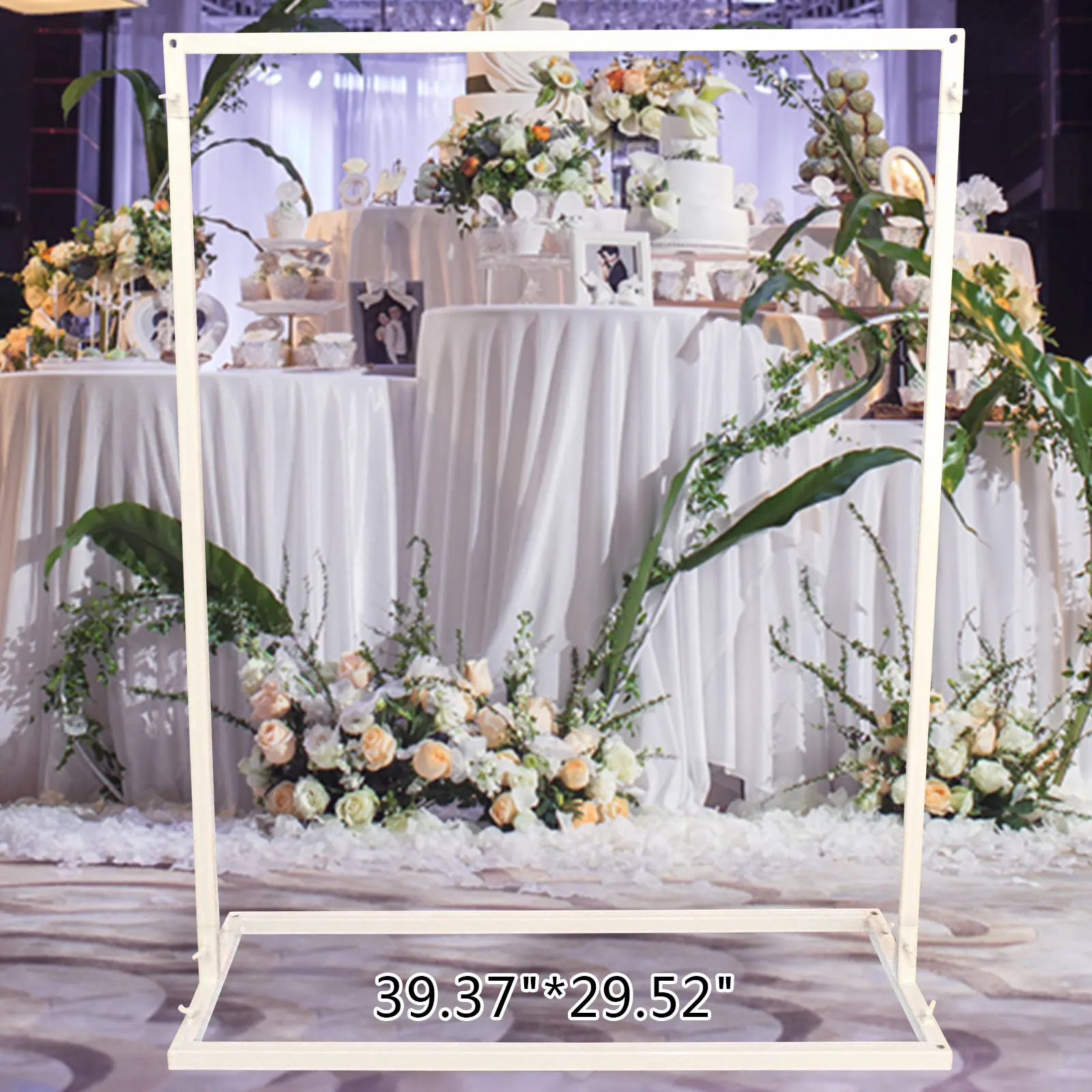 1m*0.75m Metal Wedding Sign Arch Stand Billboard White Advertising Rack