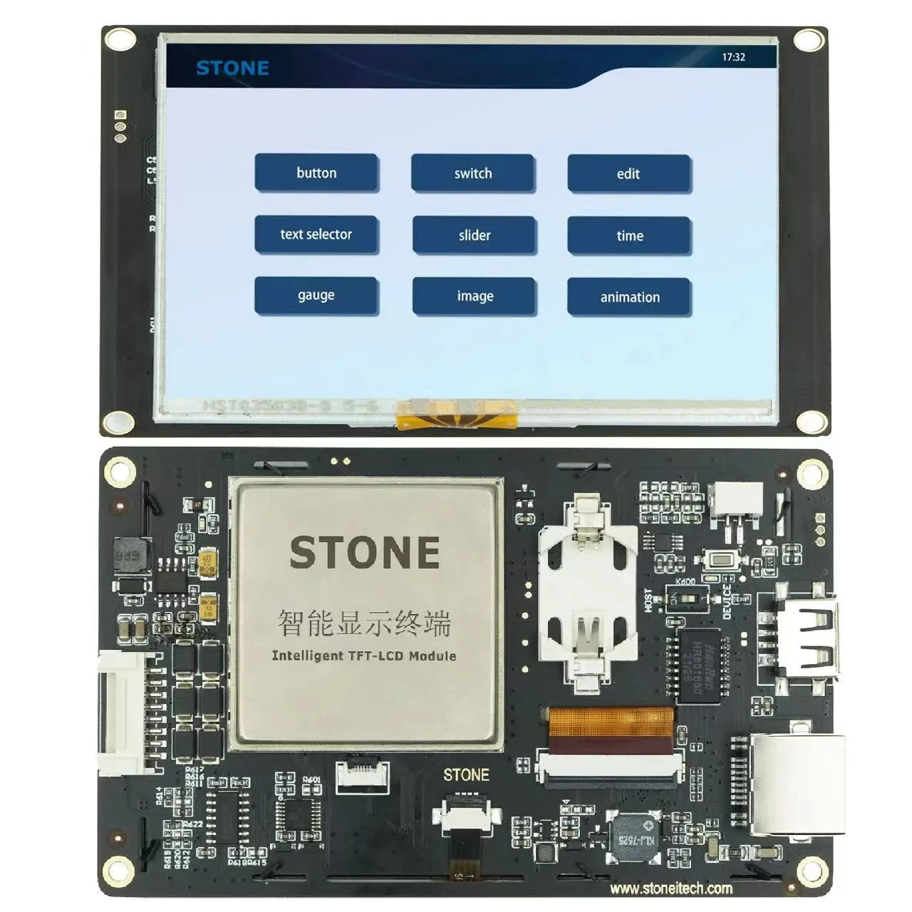 SCBRHMI - 7'' Full-color HMI Intelligent LCD Resistive Touch Display Module Easy To Operate For Basic Programmers 4 3 inch hmi intelligent lcd module tft display touch screen with free gui software easy to operate support any mcu