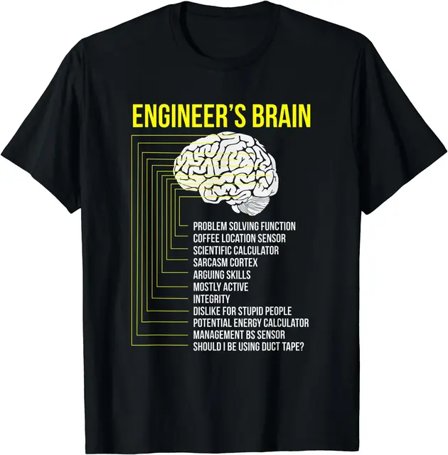 Engineer s Brain Funny Bachelor of Science in Engineering Men Women Short Sleeve Cotton T-Shirt