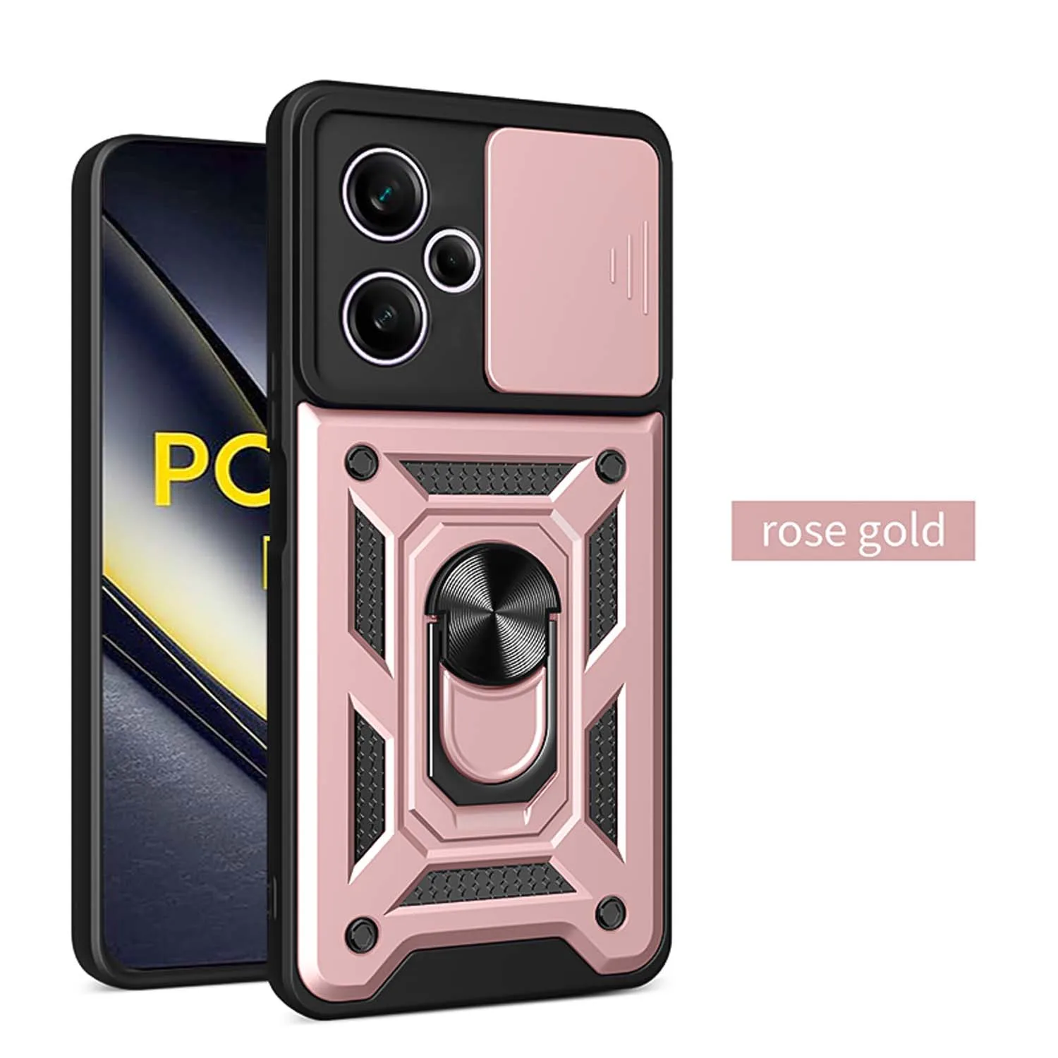 Shockproof Armor Phone Case with Car Holder and Camera Lens Protection