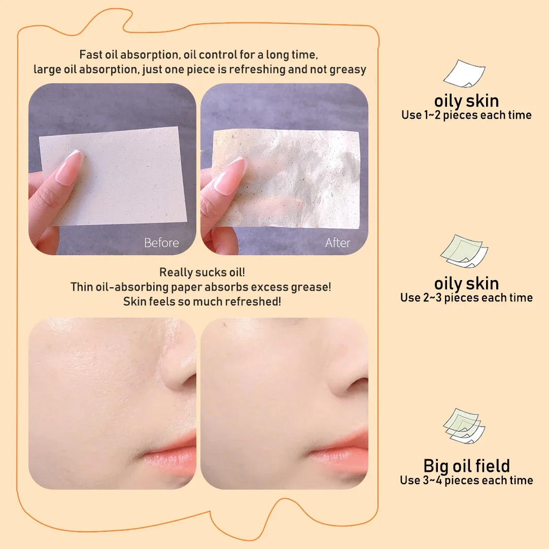 Green Tea Facial Oil Blotting Sheets 100 Sheets Paper Cleansing Face Oil Control Refreshing Absorbent Paper Beauty Makeup Tools