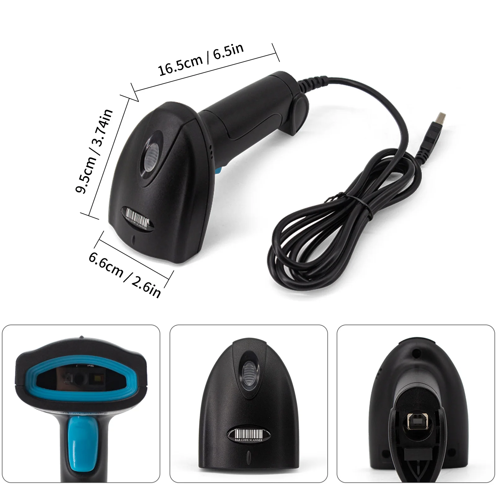 1D 2D QR Handheld Barcode Scanner Barcode Reader USB Wired PDF417 EAN13 Code 1.5m drop Universal Handheld 2D Scanner U2