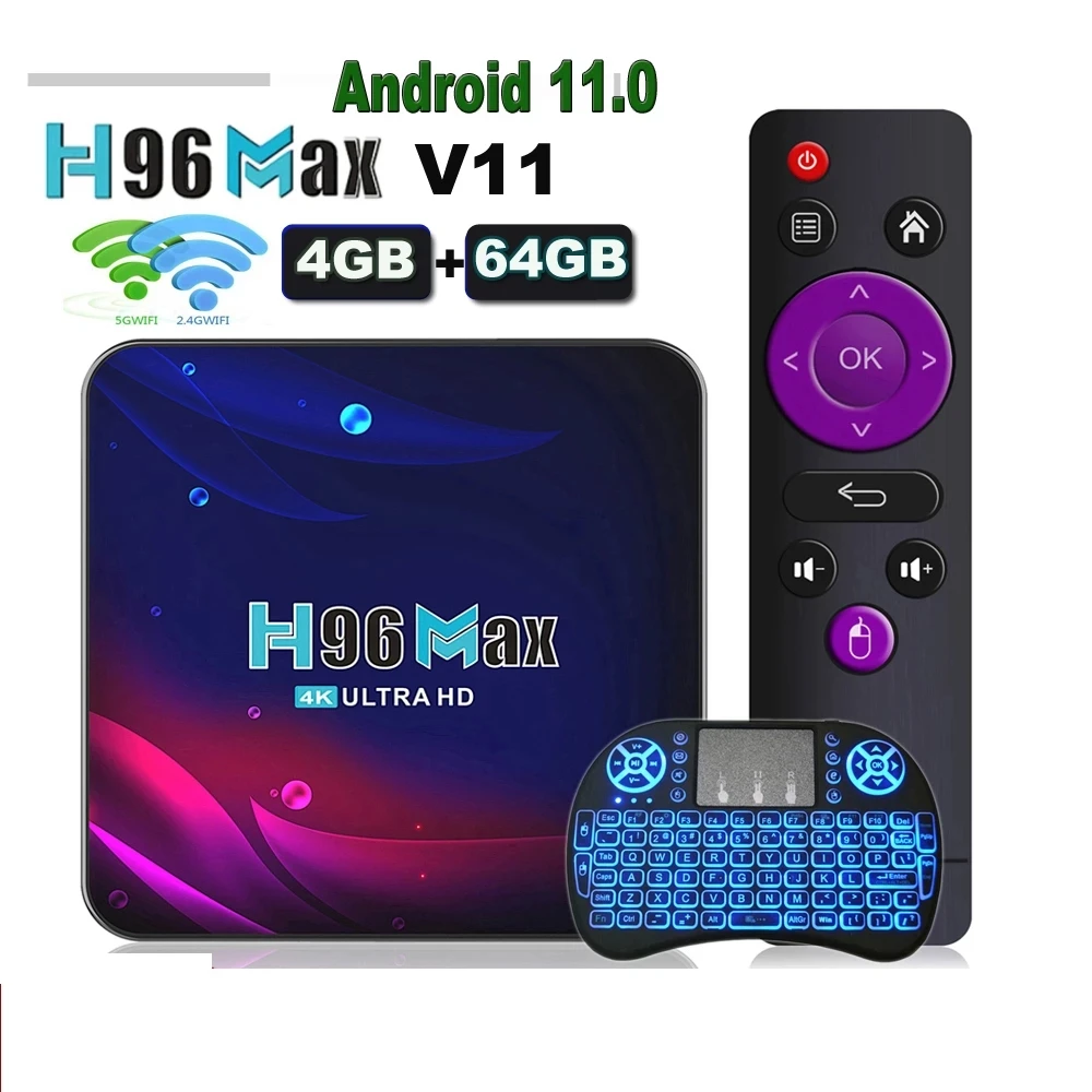 H96 MAX V11 TV Box Android 11 4G 64GB Android 11.0 4K RK3318 Rockchip 2.4G 5G WIFI BT4.0 Google Voice Set Top Box Smart TV Box h96 max v11 tv box android 11 4g 64gb android 11 0 4k rk3318 rockchip 2 4g 5g wifi bt4 0 google voice set top box smart tv box