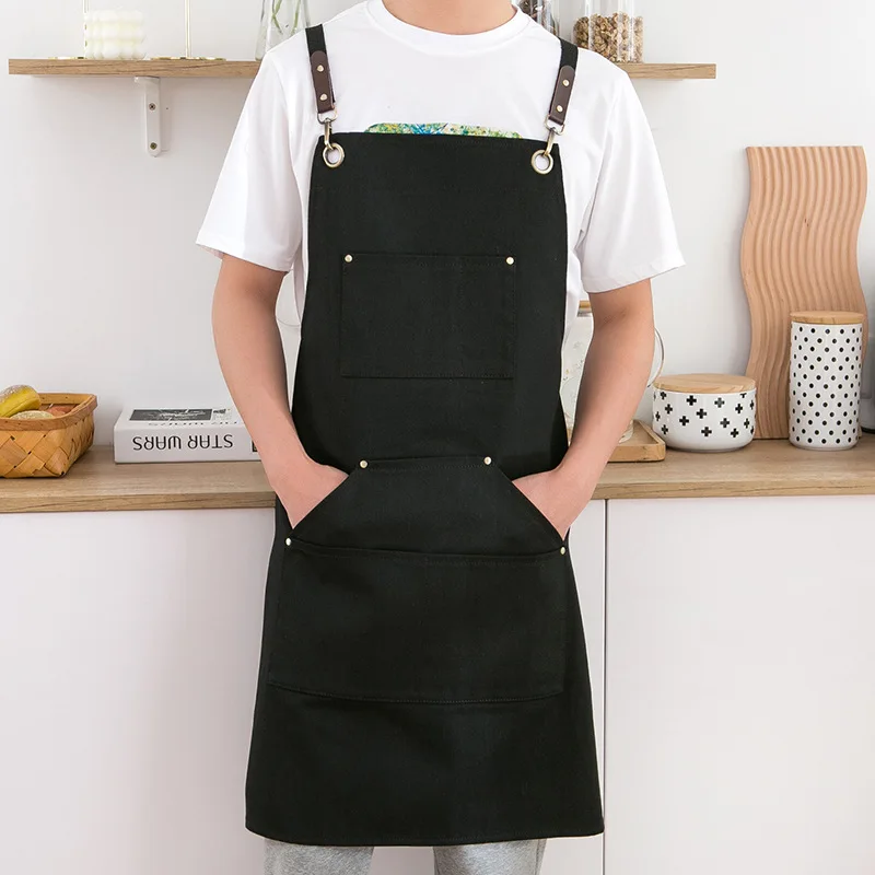 

Apron Home kitchen coffee shop milk tea shop anti-fouling work clothes pure cotton printed logo chef work clothes apron