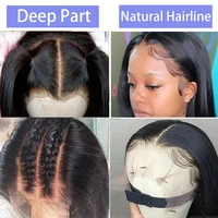 Perruque Bob Lace Frontal Wig naturelle, cheveux courts, lisses, 13x4, 100% cheveux humains, pre-plucked, 12, 14 pouces, 200% 5