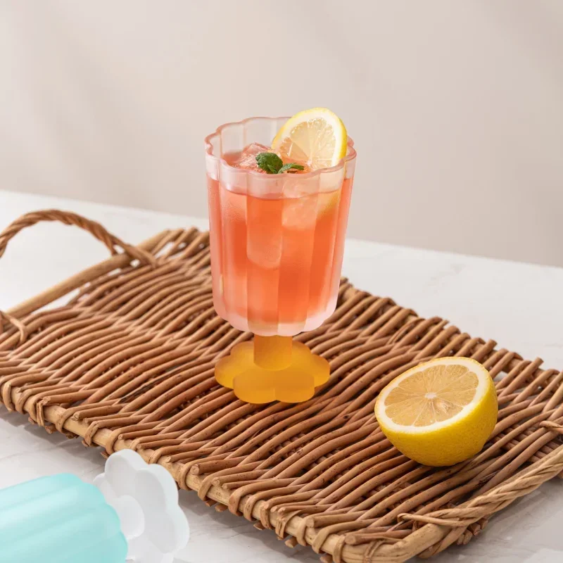 Glass Flower Shaped Cup for Juice Wine Coffee