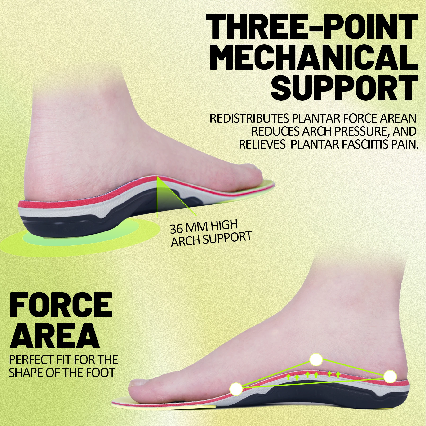 Plantar Fasciitis Insoles, Orthopedic Arch Support Inserts Men