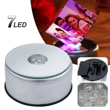 

7 LED 3D Crystal Trophy 360 Rotating Electric Light Stand Base Laser Crystal Display Transparent Object oggetti per la casa