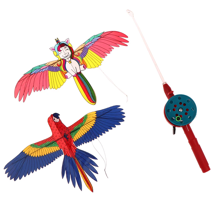 Cartoon Eagle Foldable Children Kite Mini Plastic Toys Kite + 40cm Hand  Brake Fishing Rod Toys For Children Kids Outdoor Toy