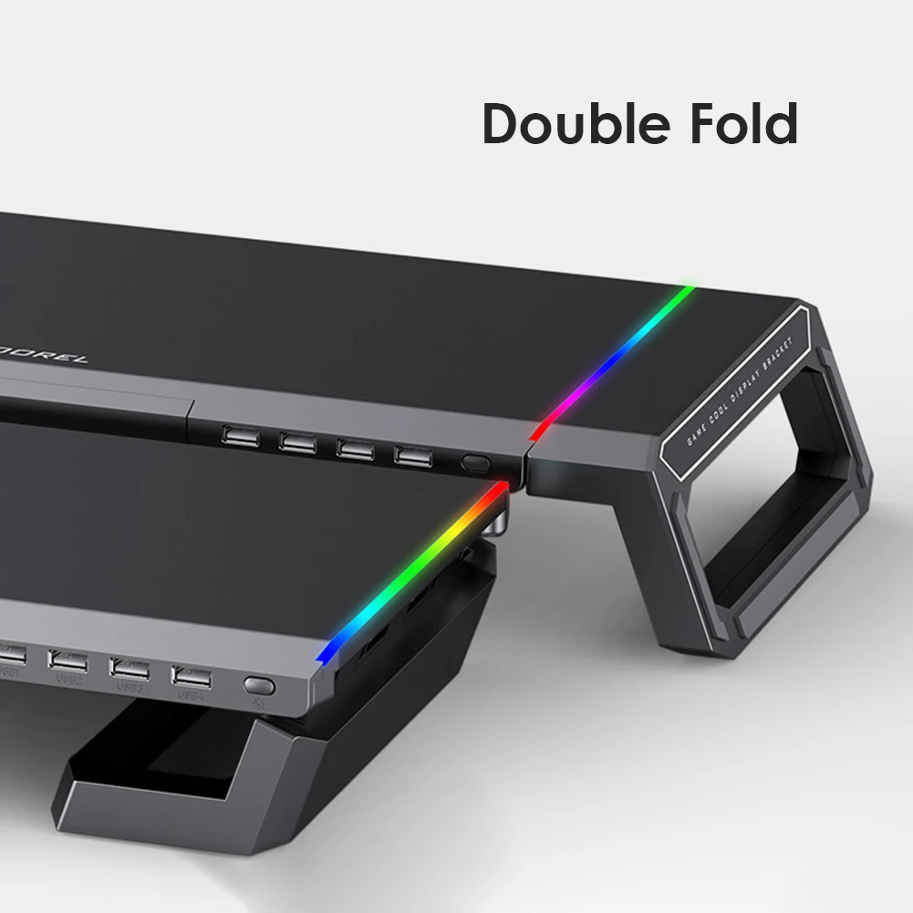 Suporte para Monitor Portátil Riser Suporte Rgb com Usb Suporte para Celular Gaveta Caixa de Armazenamento Suporte de Alarme para pc t1 - Imagem 4