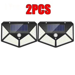 Enhanced Solar Street Light - Outdoor Solar Wall Lamp with PIR Motion Sensor for Garden Courtyard Lighting (2Pcs - 100LED)