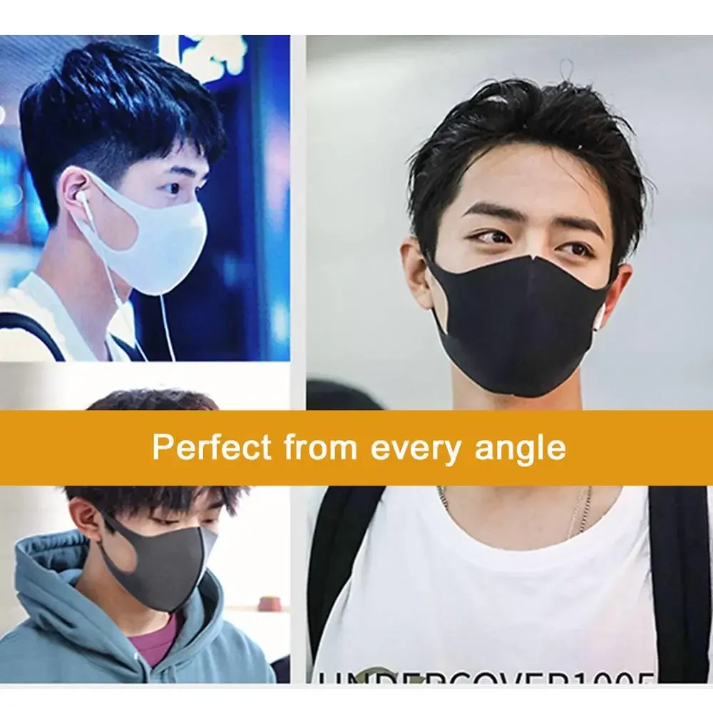 Face Mask 3 PCS Ice Silk Masks Washable Anti Dust Allergies Mask Travel Reusable Adjustable Earloop Straps Support Long-time Usage Cotton