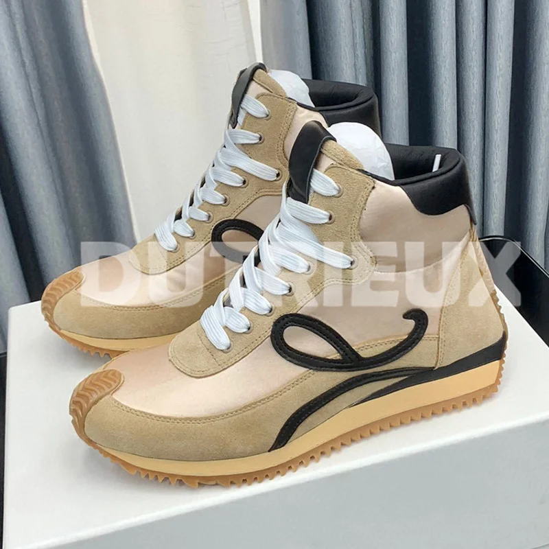 

Unisex Style Flat Shoes Spring Autumn New Splicing Upper High Top Thick Bottom Lovers Shoes Versatile Man Loafers Free Shipping