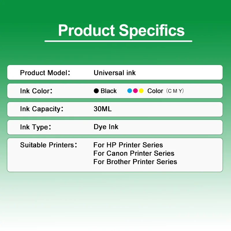 엡손, 캐논, HP, 브라더 모든 모델 프린터 잉크 카트리지 CISS 잉크 탱크용 30ml 리필 염료 잉크 키트
