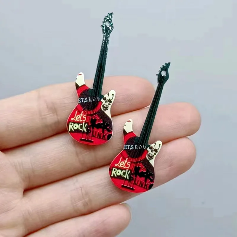 10 шт./упак., акриловые подвески для гитары, подходят для самостоятельного изготовления ювелирных изделий, музыкальный инструмент, серьги, кулон, ручная работа, ремесло