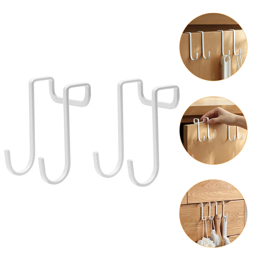 2 Pcs Stainless Steel Hooks Double Row Hangers Punch Free Bag Hooks Door Household Clothes Practical Coat Wall