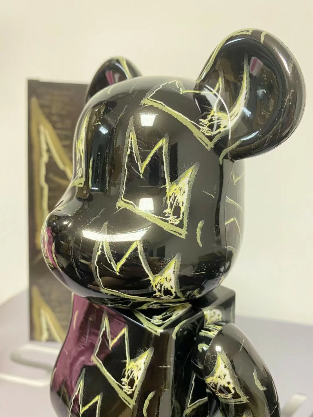 Bearbrick 400% Crown Black Bear and Gold Crown 28cm Height