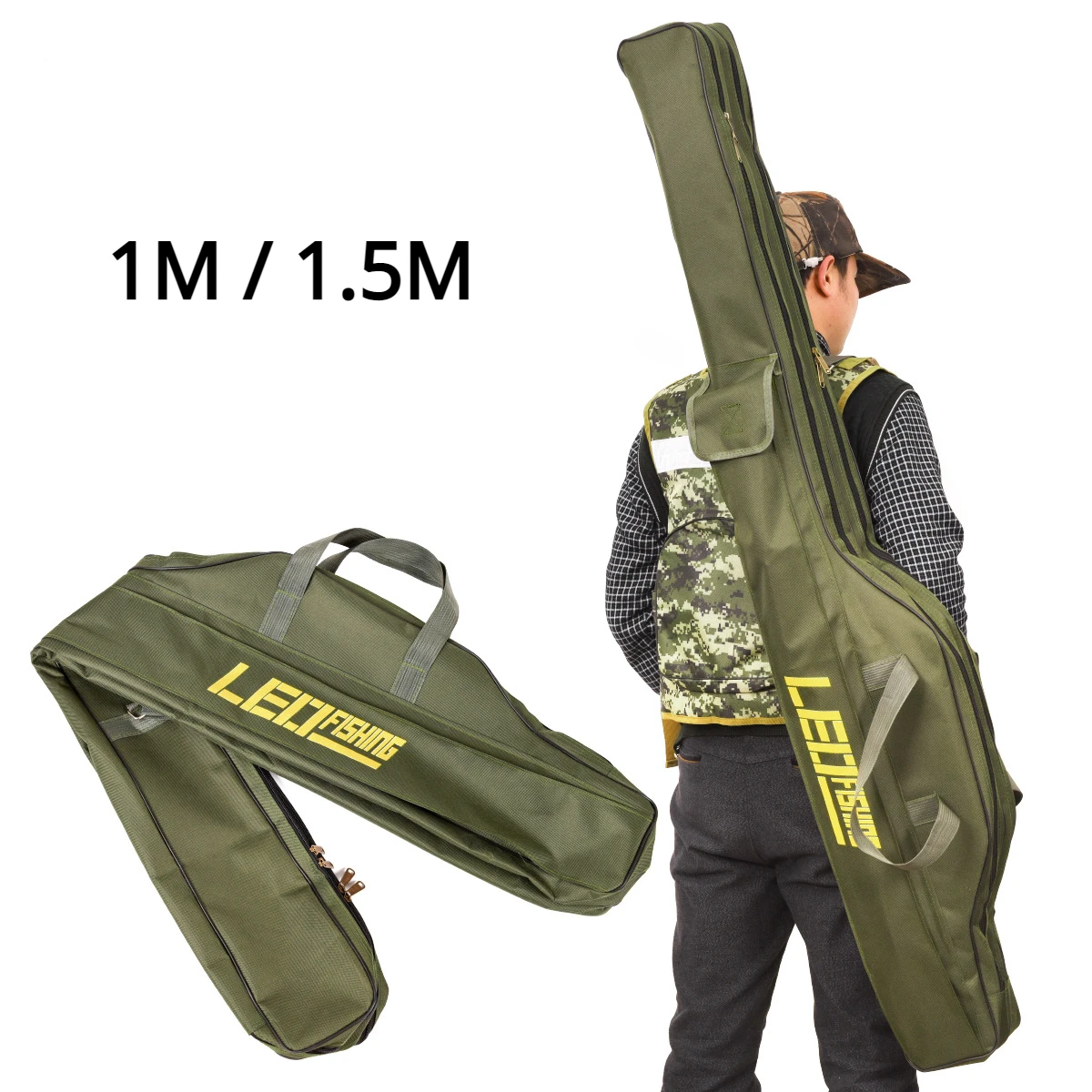 

1.5M Fishing Bag Rod Reel Portable Foldable Lure Pole Tool 2/3 Layer Waterproof Fishing Gear Tackle Large Capacity Storage Case