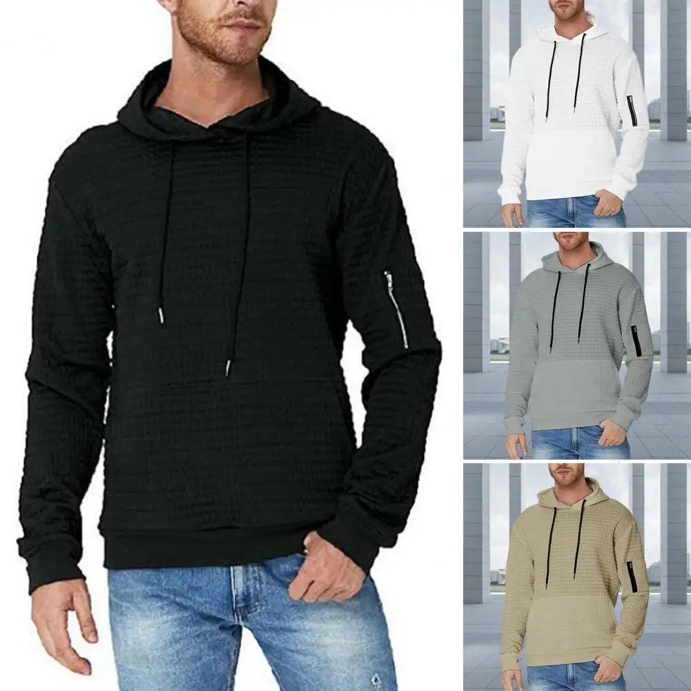 

Loose Hoodie Stylish Men's Hoodies Soft Pullover with Drawstring Hood Big Pocket Zipper Decor for Fall Spring Sports Daily Wear
