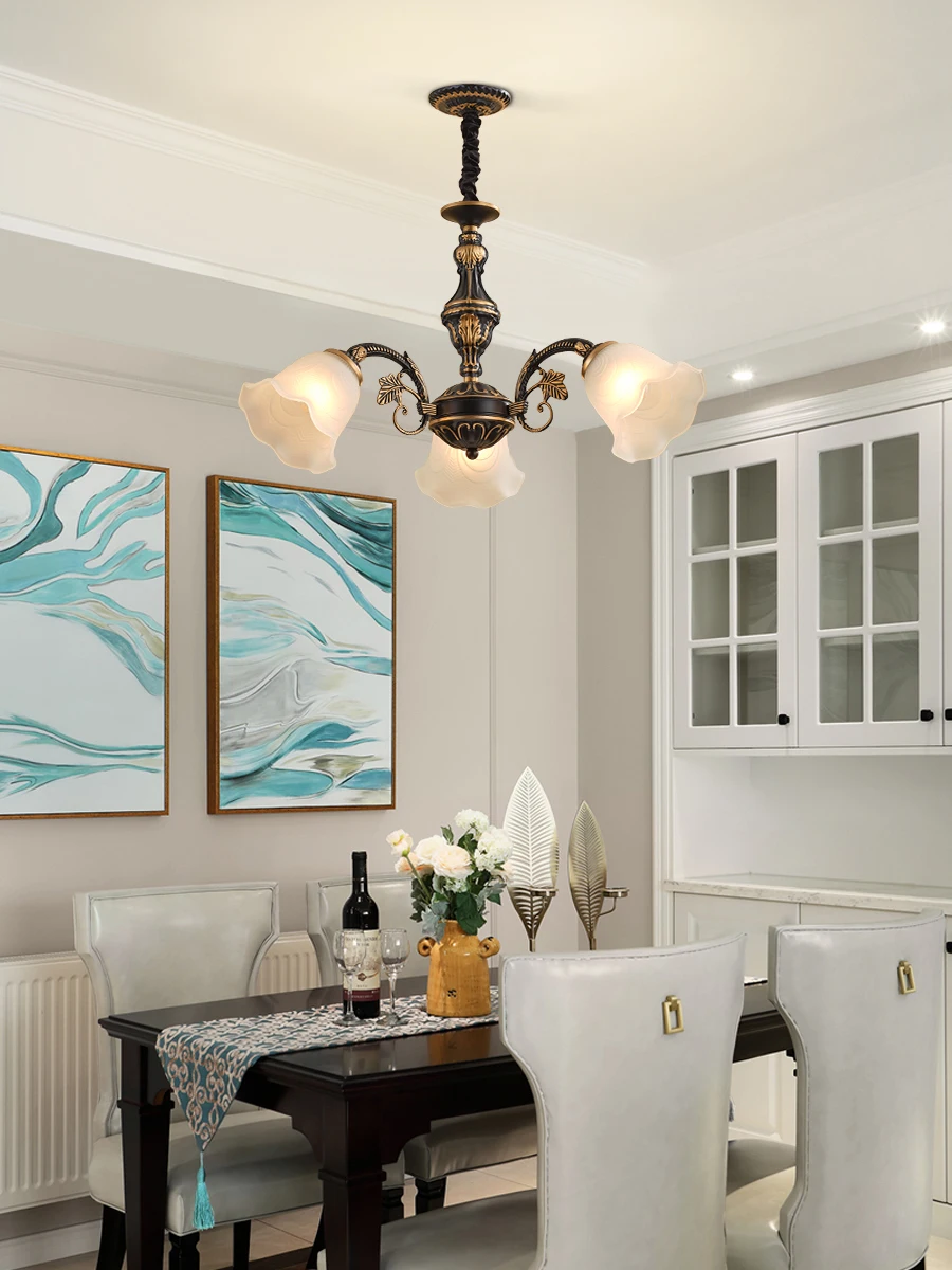 

American style retro luxury lighting, iron art, study, bedroom, dining room, living room chandelier