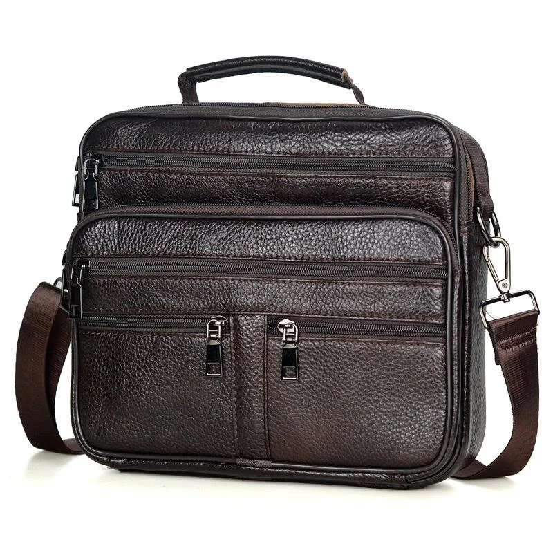 

New Arrival Men Shoulder Bag 's Genuine Leather Messenger Boy Coffee Middle Size Handbags Tote Natural Skin Briefcase