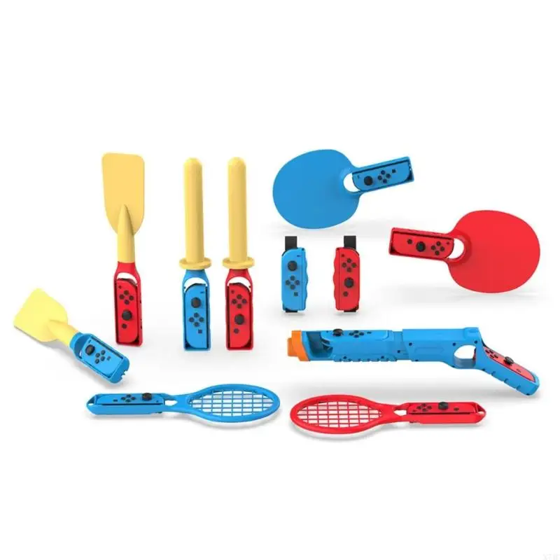 11PCS Somatosensory Games Peripherals Handgrip Game Guns Holder with Fencing Grip & Boxing Straps for Switch X7JC