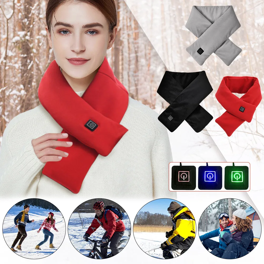 Electric Heated Scarf USB Charging Polyester Fiber for Climbing Hiking