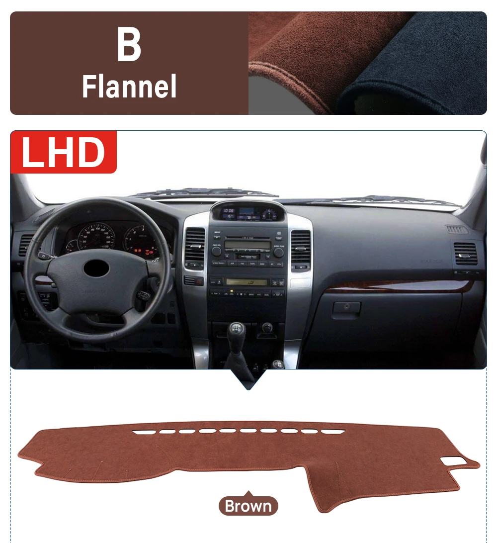 Für Toyota Land Cruiser Prado 120 J120 2003-2006 2007 2008 2009 Auto Dashboard Abdeckung Vermeiden Licht Pad Anti-UV Teppiche Nicht-Slip Matte – Detail 8