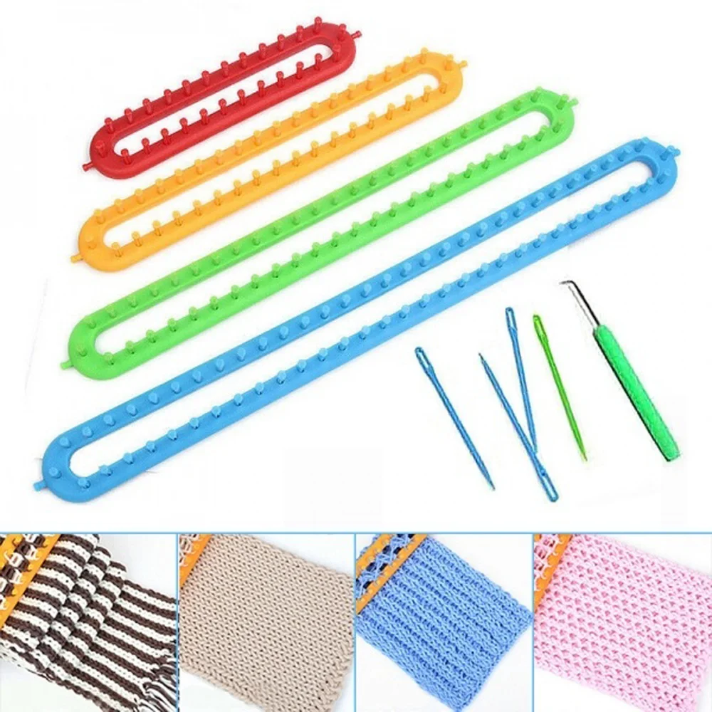 1 Set Portable Knitting Kit Creative DIY Scarf Weaving Tool Plastic Hat Knitter Accessories knitting supplies knitting material weaving tools knitting craft supplies knitting loom knitting machine knitting board knitting pattern cards