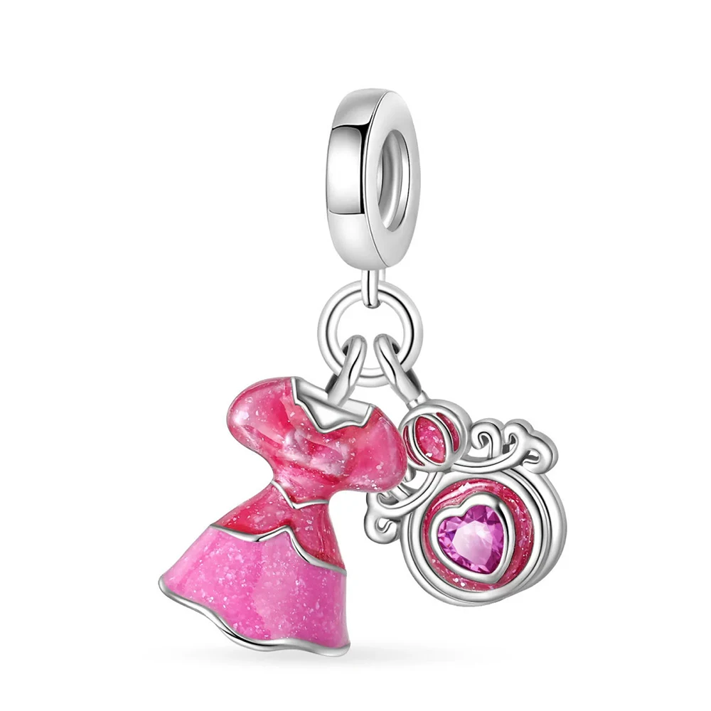 Pink Girl Serie 925 Sterling Silber Alphabet-Anhänger Perlen Niedliches Herz Passend für Original Armband Armreif Halskette DIY Schmuck Geschenke – Detail 3