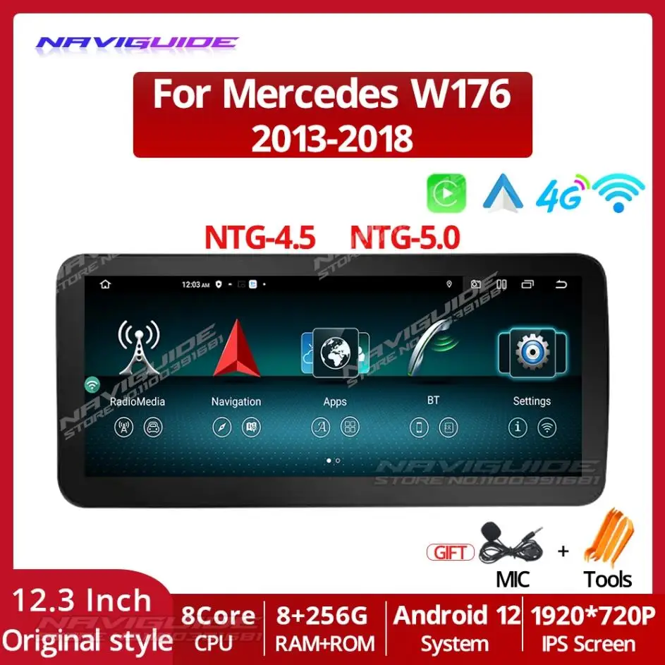 

Автомагнитола для Mercedes-benz A CLA GLA W176 W117 X156, 12,3 дюйма, Android 12