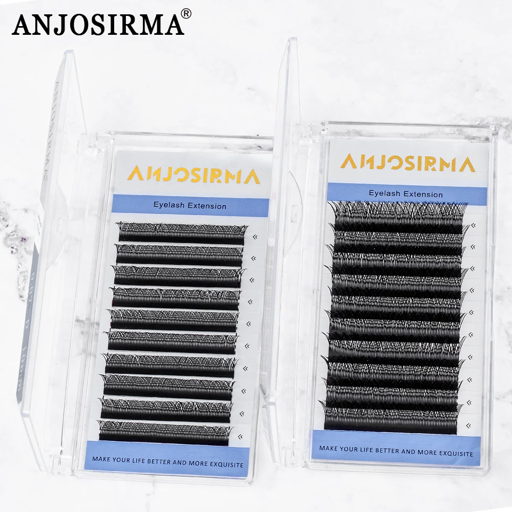 Eyelash extensions ANJOSIRMA YY shaped 3 split tips soft BASF lash handmade curl 3D 0.07 makeup