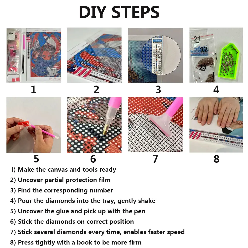 5D DIY 다이아몬드 페인팅 겨울 풍경 핑크 성 및 집 전체 라운드 다이아몬드 모자이크 자수 크로스 스티치 키트, 홈 장식