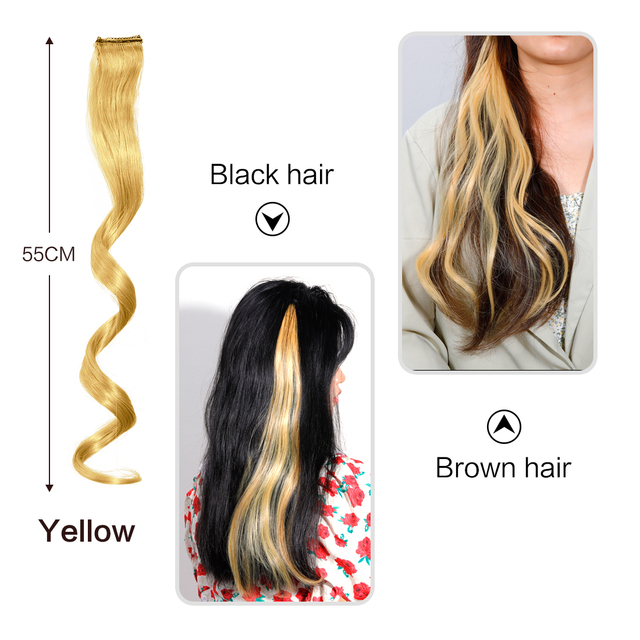 New Long Wavy Wig For Color Wigs Long Hair Highlighting Gradient Invisible Seamless Natural One-piece Hair Hanging Ears