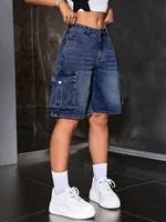 Women's Multi-Pocket Bermuda Blue Overalls - Image 5