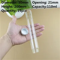 15 PCS Glass test tube 30×200mm 110ml Glass Bottles Aluminum Caps Glass Tiny Jars Vials Glass Containers Decorative Bottle 2